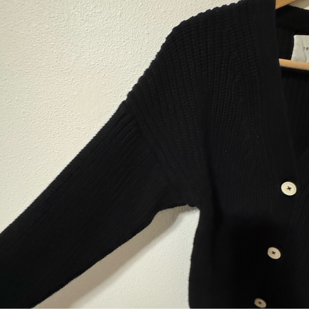 Tradlands The Shelter Cotton Cardigan Black Chunky Ribbed Knit Button Crop-XXS - Picture 5 of 10